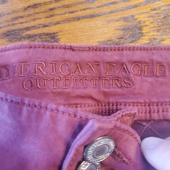 American Eagle  skinny crop stretch maroon pants - Picture 2 of 5